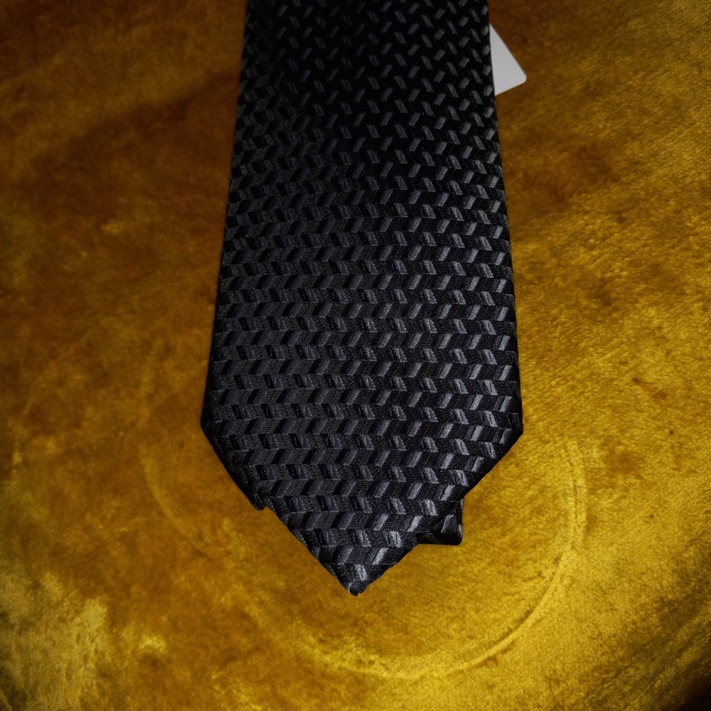 Michael Kors Silk Tie Black Grey Mesh Geometric Men Necktie Skinny 59 x 3